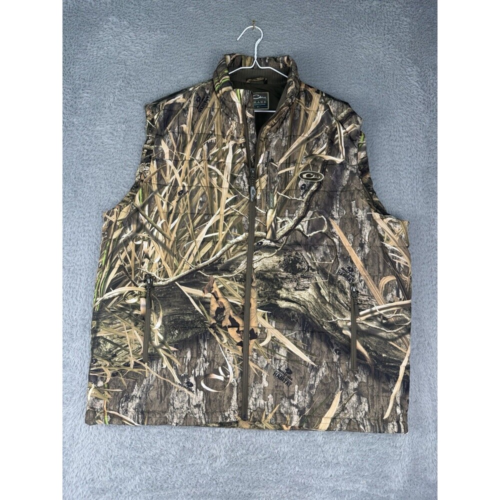 Drake Waterfowl Vest Mens XL Mossy Oak Habitat Camo Insulated Full Zip Hunting